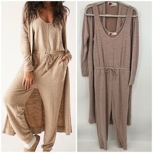 Free People Beach Bi-coastal jumpsuit and cardigan set